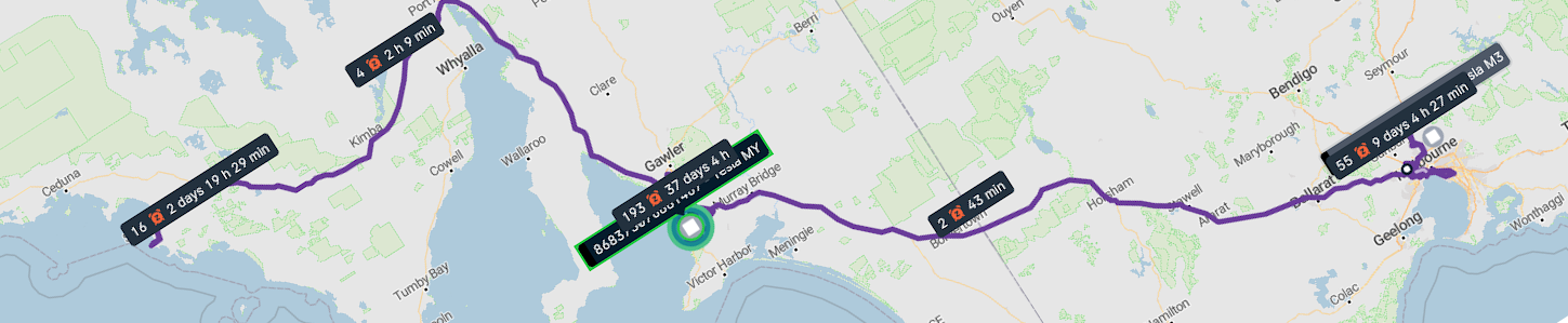GPS tracking dashboard showing live vehicle positions on a map